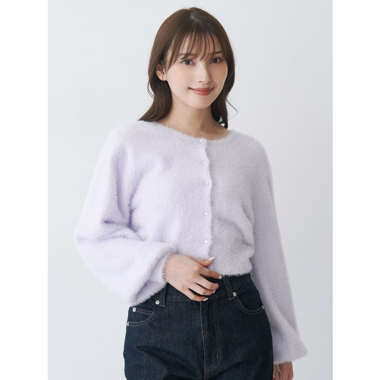 ラベンダー | ミニシャギークルーネックカーディガン | MERCURYDUO