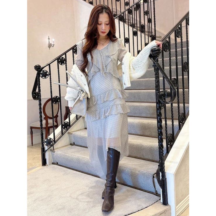 ローゲージデザインボタンカーディガン | MERCURYDUO | 詳細画像10 