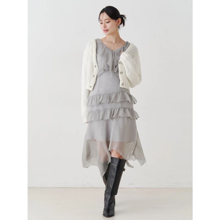 ローゲージデザインボタンカーディガン | MERCURYDUO | 詳細画像2 