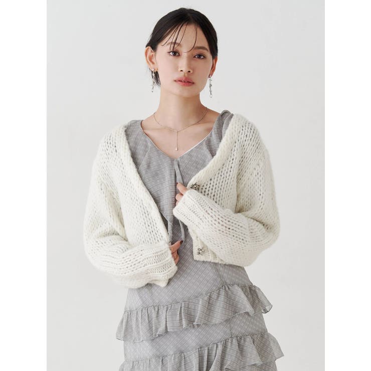 ローゲージデザインボタンカーディガン | MERCURYDUO | 詳細画像3 