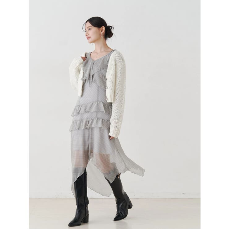 ローゲージデザインボタンカーディガン | MERCURYDUO | 詳細画像4 