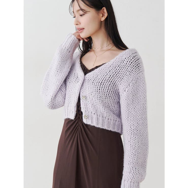 ラベンダー | ローゲージデザインボタンカーディガン | MERCURYDUO