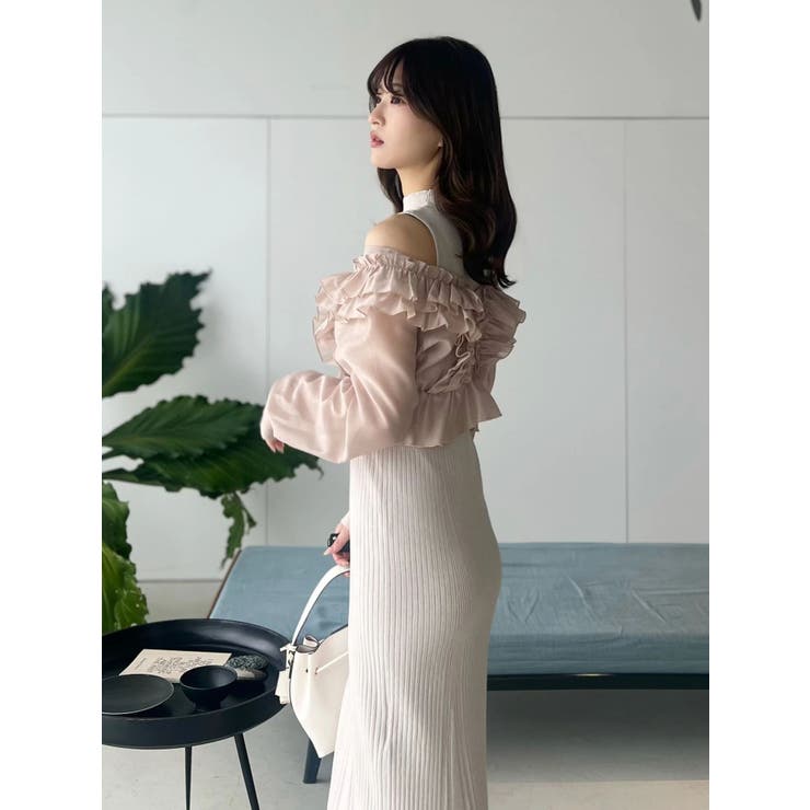 異素材ドッキングラッフルニットワンピース | MERCURYDUO | 詳細画像11 