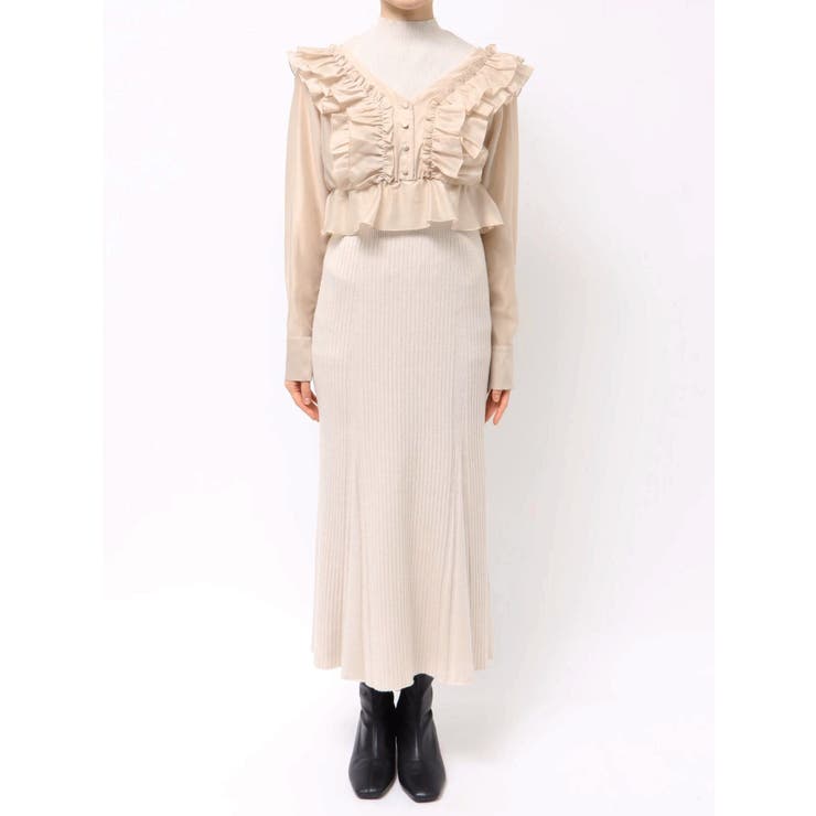 異素材ドッキングラッフルニットワンピース | MERCURYDUO | 詳細画像13 