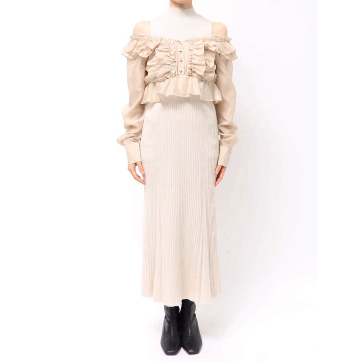 異素材ドッキングラッフルニットワンピース | MERCURYDUO | 詳細画像20 