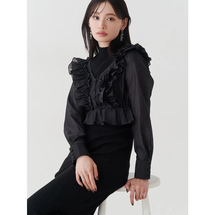 異素材ドッキングラッフルニットワンピース | MERCURYDUO | 詳細画像4 