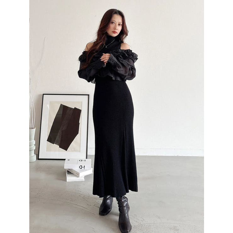 異素材ドッキングラッフルニットワンピース | MERCURYDUO | 詳細画像5 