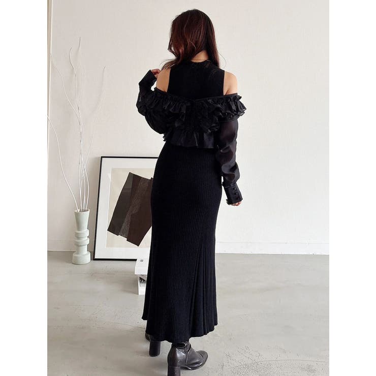 異素材ドッキングラッフルニットワンピース | MERCURYDUO | 詳細画像7 