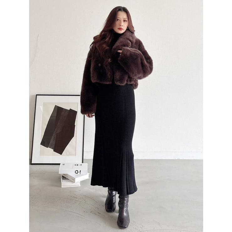 異素材ドッキングラッフルニットワンピース | MERCURYDUO | 詳細画像8 