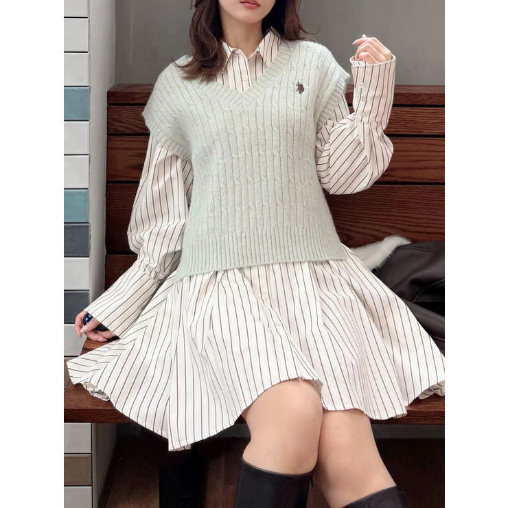 U.S. POLO ASSN.別注 ベストセットシャツミニワンピース | MERCURYDUO | 詳細画像13 