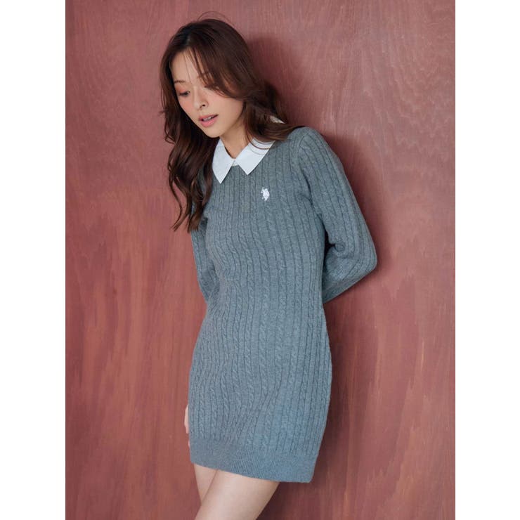 U.S. POLO ASSN.別注 ケーブルニットワンピース | MERCURYDUO | 詳細画像2 