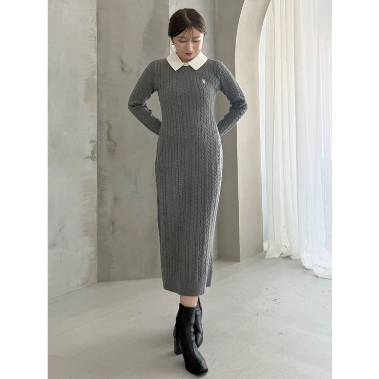 U.S. POLO ASSN.別注 ケーブルニットワンピース | MERCURYDUO | 詳細画像26 