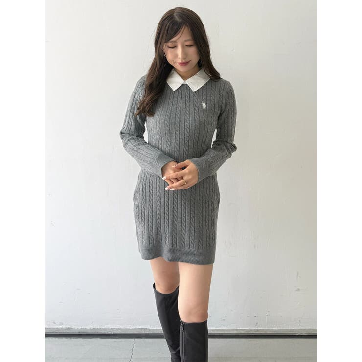 U.S. POLO ASSN.別注 ケーブルニットワンピース | MERCURYDUO | 詳細画像32 