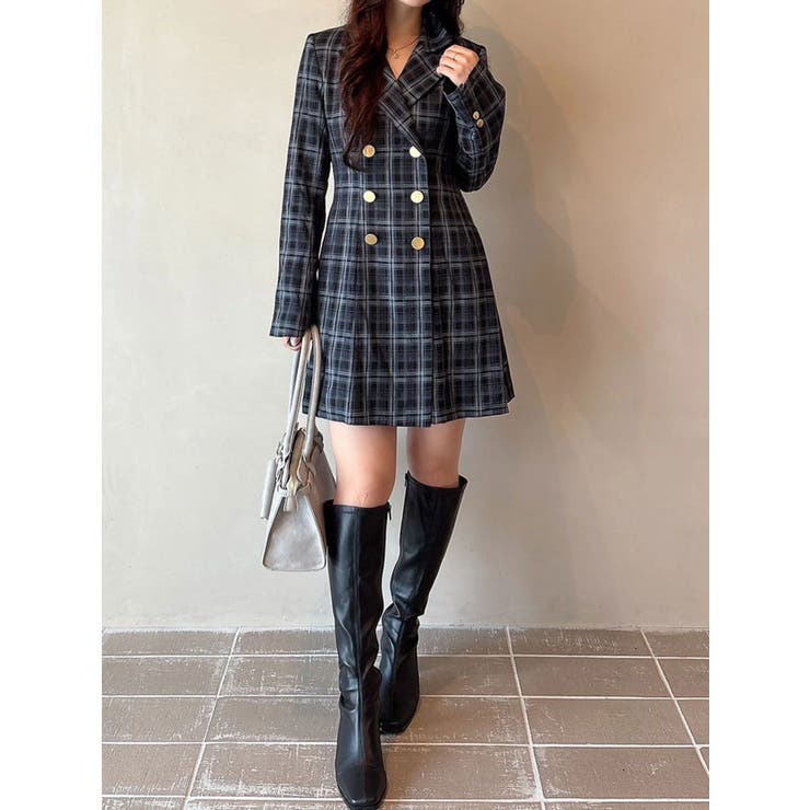 グレー | 2WAYフィット&フレアジャケットワンピース | MERCURYDUO