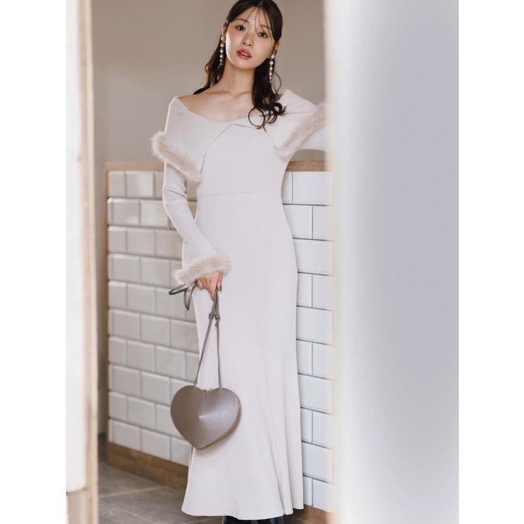 ファートリミングニットワンピース | MERCURYDUO | 詳細画像1 