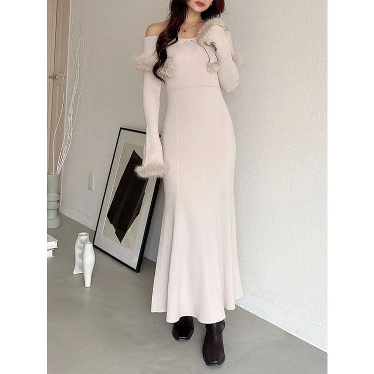 ファートリミングニットワンピース | MERCURYDUO | 詳細画像2 