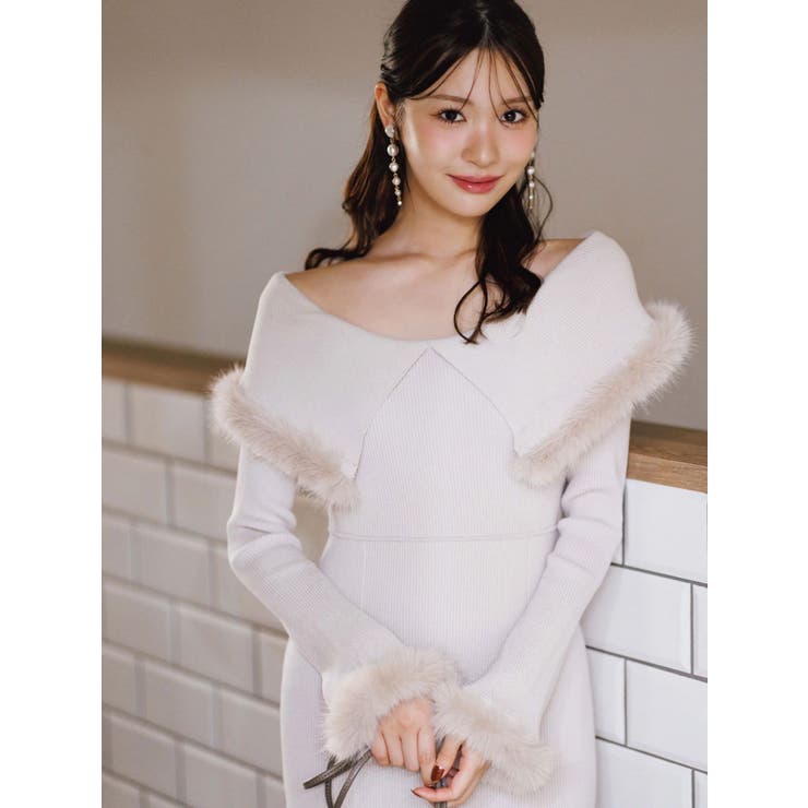 ファートリミングニットワンピース | MERCURYDUO | 詳細画像3 