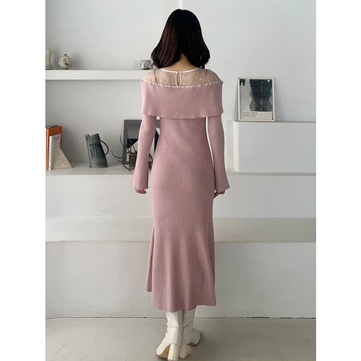 レース切替オフショルニットワンピース | MERCURYDUO | 詳細画像15 