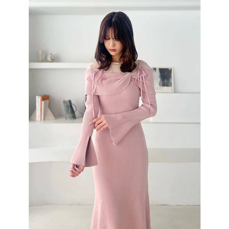 レース切替オフショルニットワンピース | MERCURYDUO | 詳細画像16 