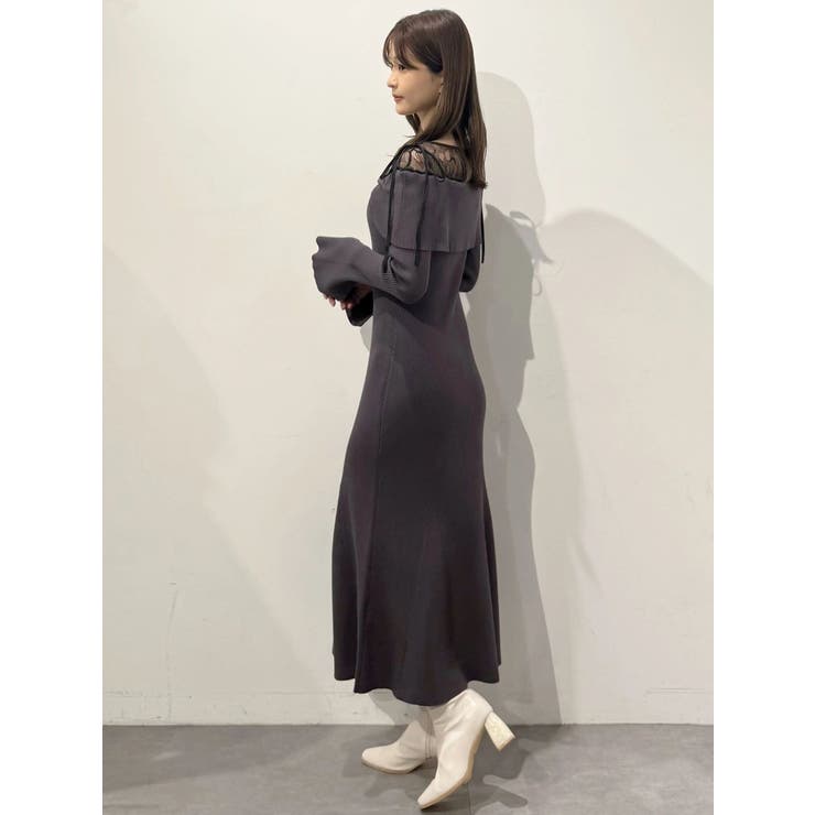 レース切替オフショルニットワンピース | MERCURYDUO | 詳細画像18 