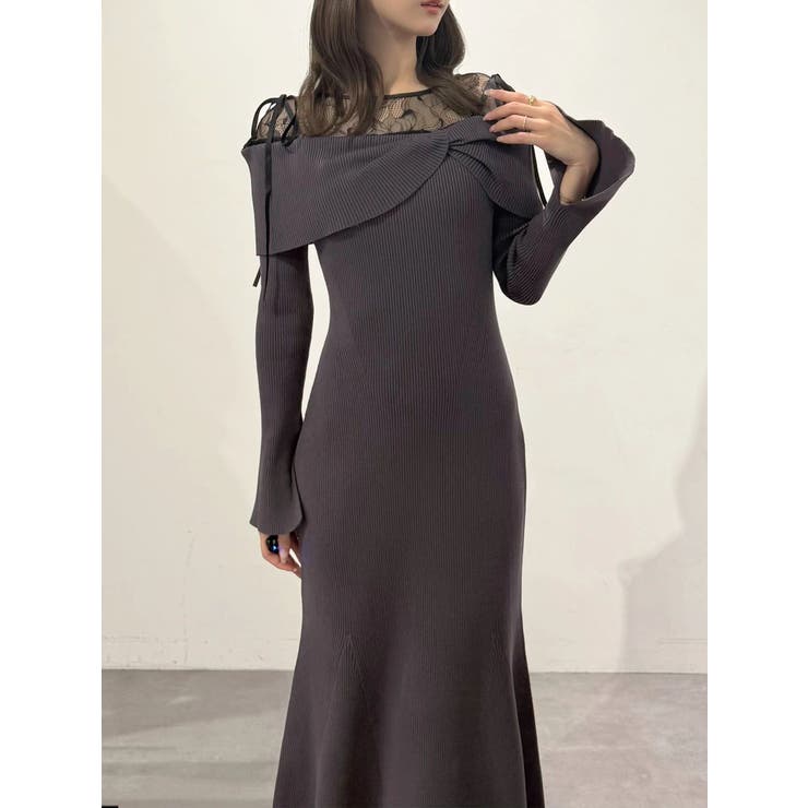 レース切替オフショルニットワンピース | MERCURYDUO | 詳細画像19 