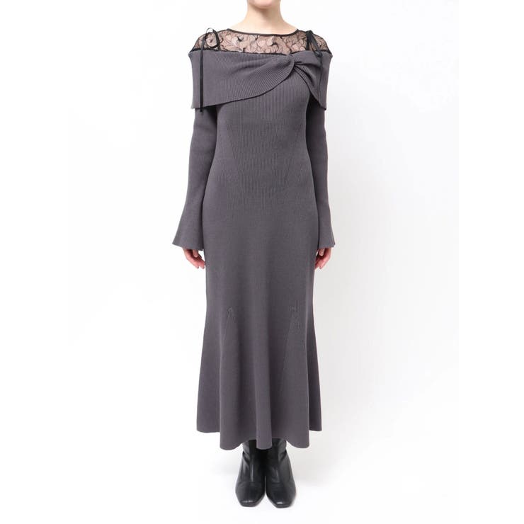 レース切替オフショルニットワンピース | MERCURYDUO | 詳細画像20 