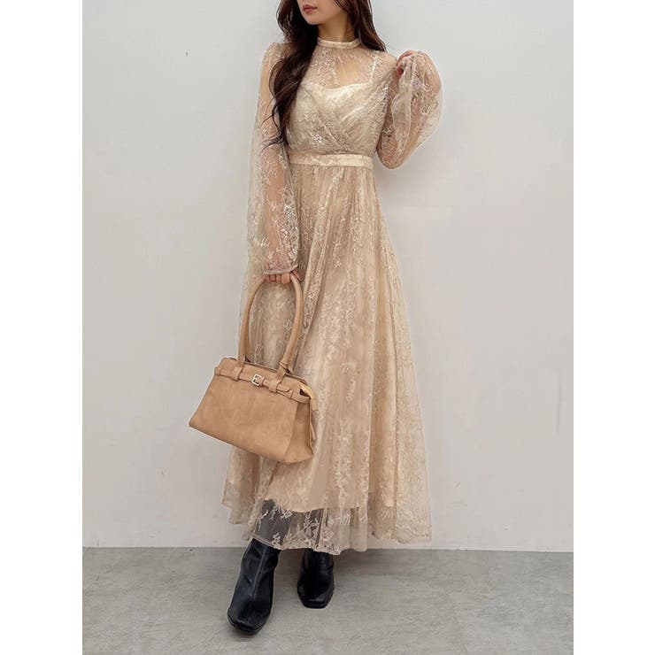 レースギャザーフレアワンピース | MERCURYDUO | 詳細画像2 