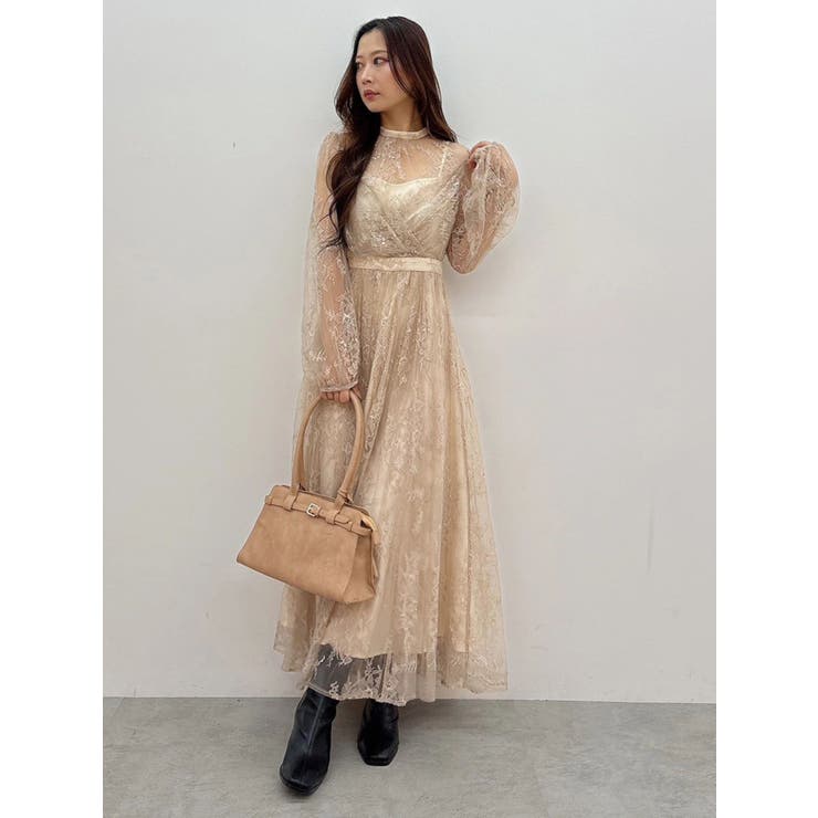 レースギャザーフレアワンピース | MERCURYDUO | 詳細画像3 