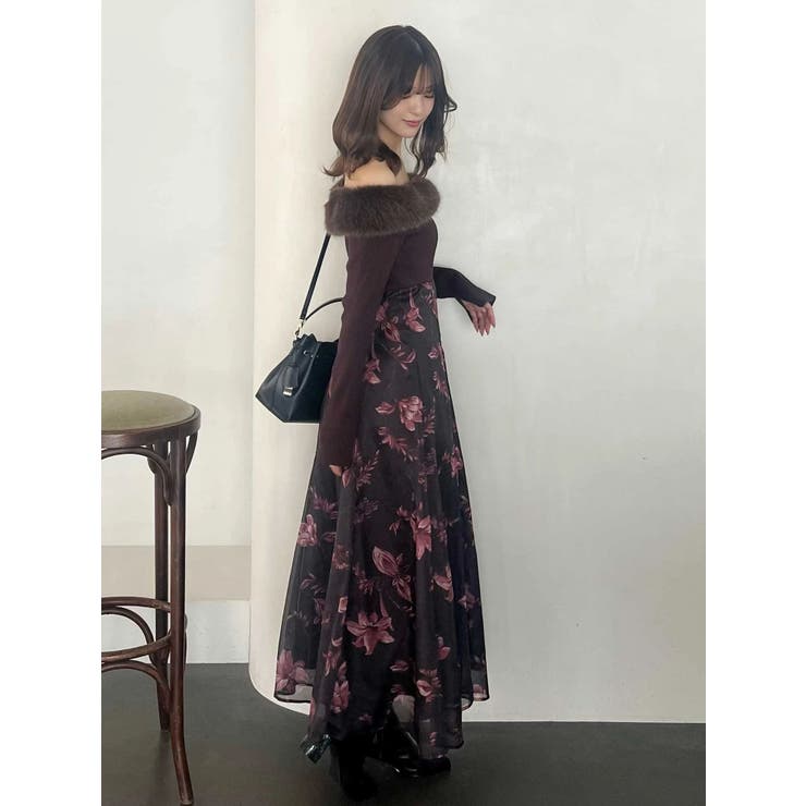 花柄オフショルニットドッキングワンピース | MERCURYDUO | 詳細画像10 