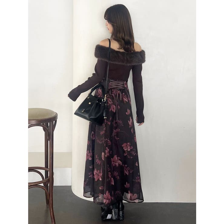 花柄オフショルニットドッキングワンピース | MERCURYDUO | 詳細画像11 