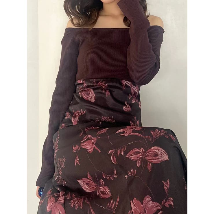 花柄オフショルニットドッキングワンピース | MERCURYDUO | 詳細画像13 