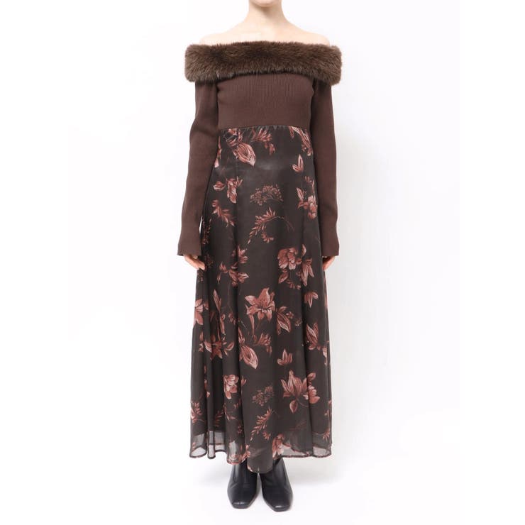 花柄オフショルニットドッキングワンピース | MERCURYDUO | 詳細画像14 