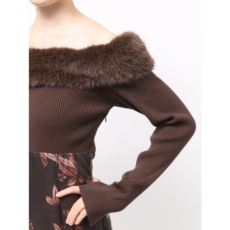 花柄オフショルニットドッキングワンピース | MERCURYDUO | 詳細画像18 