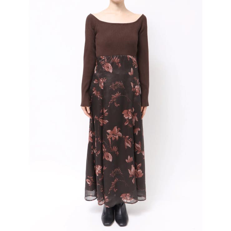 花柄オフショルニットドッキングワンピース | MERCURYDUO | 詳細画像21 