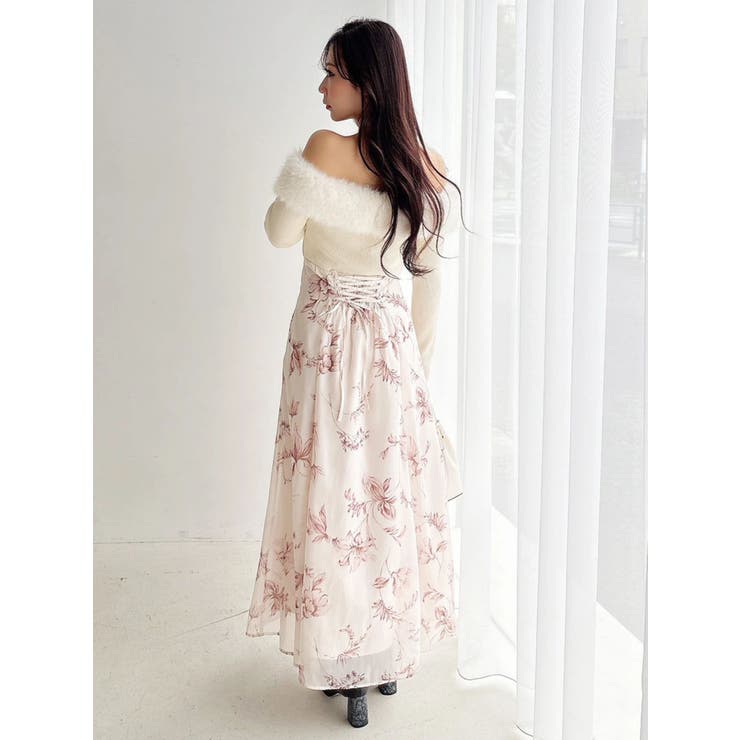 花柄オフショルニットドッキングワンピース | MERCURYDUO | 詳細画像5 