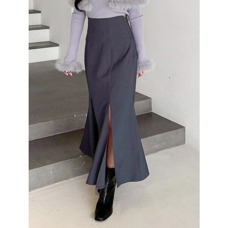 チャコールグレー | バックレースアップストレッチマーメイドスカート | MERCURYDUO