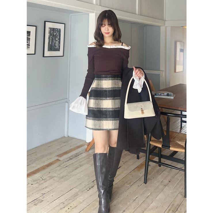 シャギーチェックミニスカート | MERCURYDUO | 詳細画像12 