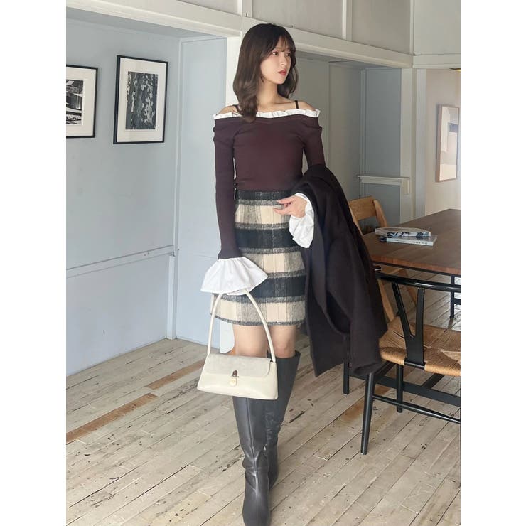 シャギーチェックミニスカート | MERCURYDUO | 詳細画像14 