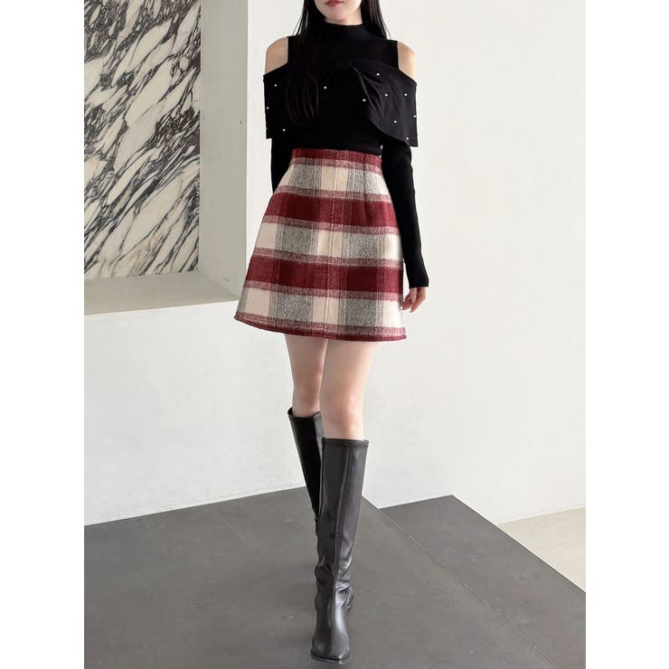 シャギーチェックミニスカート | MERCURYDUO | 詳細画像2 