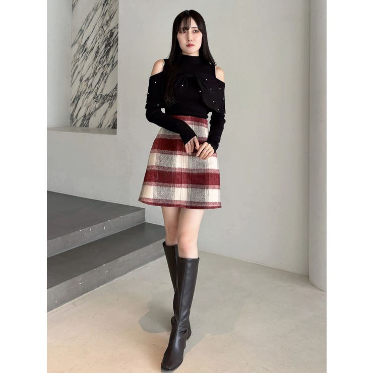 シャギーチェックミニスカート | MERCURYDUO | 詳細画像6 