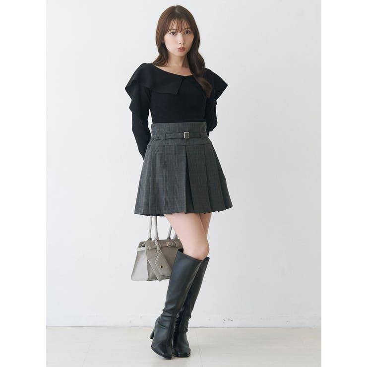 ベルト付きチェックプリーツミニスカパン | MERCURYDUO | 詳細画像4 