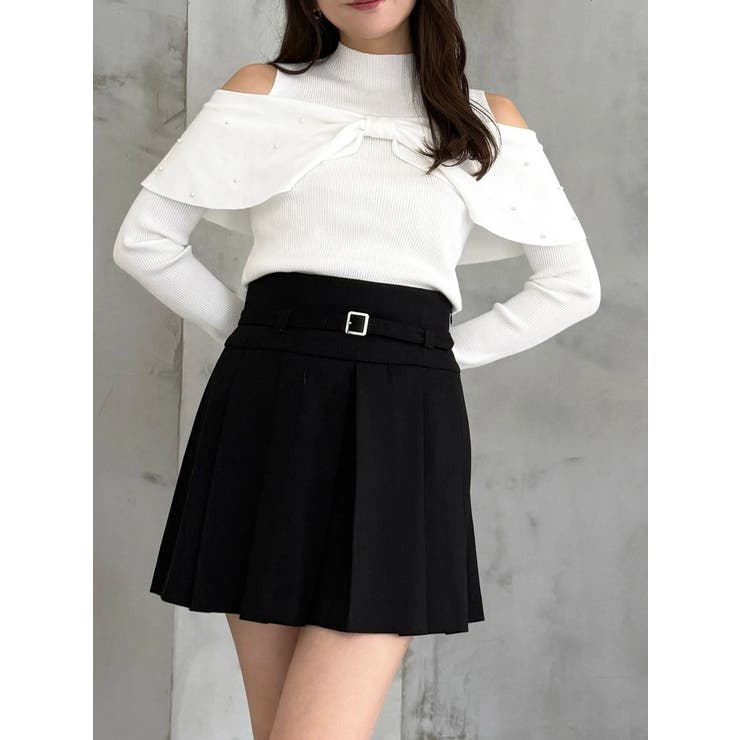 ブラック | ベルト付きチェックプリーツミニスカパン | MERCURYDUO