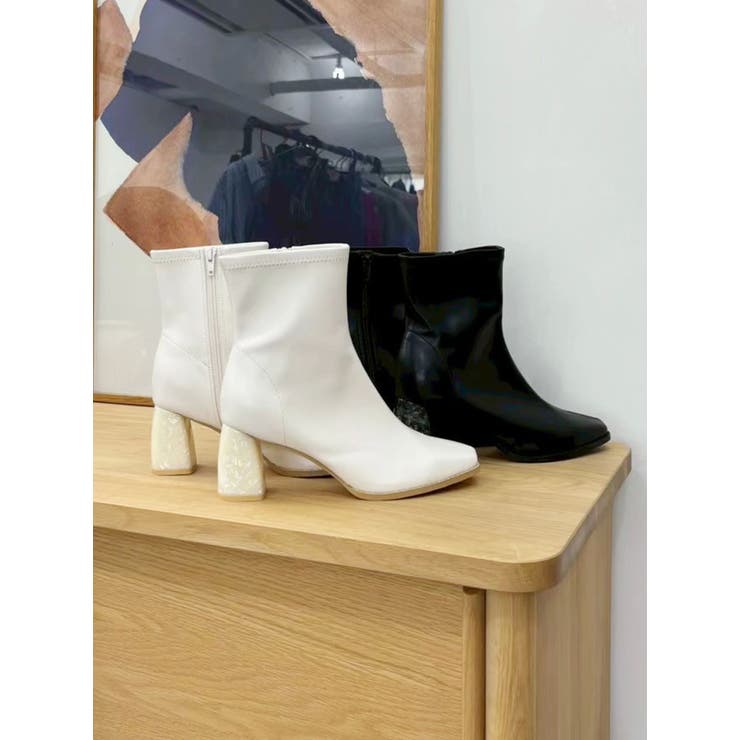 フェイクレザースクエアトゥストレッチショートブーツ | MERCURYDUO | 詳細画像2 