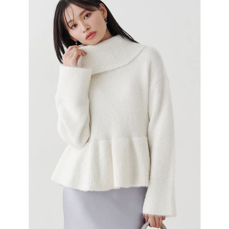 【WEB限定カラーあり】オフタートルペプラムニット | MERCURYDUO | 詳細画像1 