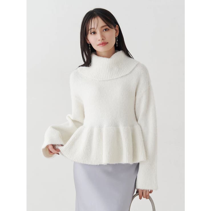 【WEB限定カラーあり】オフタートルペプラムニット | MERCURYDUO | 詳細画像5 