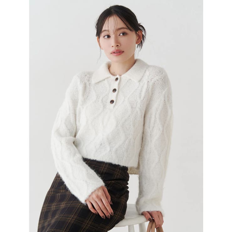 ケーブルポロ衿ニット | MERCURYDUO | 詳細画像1 