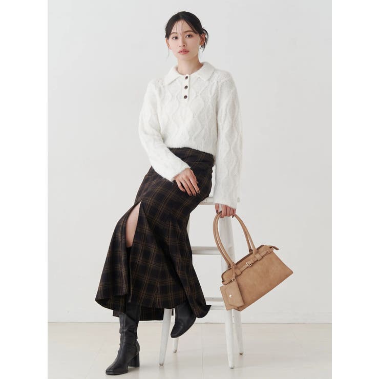 ケーブルポロ衿ニット | MERCURYDUO | 詳細画像10 