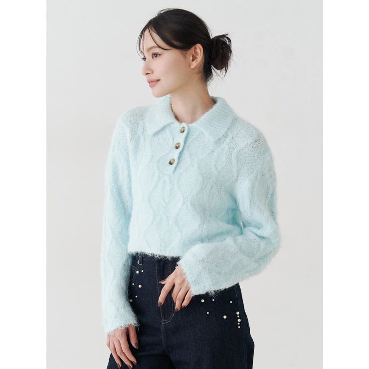 ケーブルポロ衿ニット | MERCURYDUO | 詳細画像4 