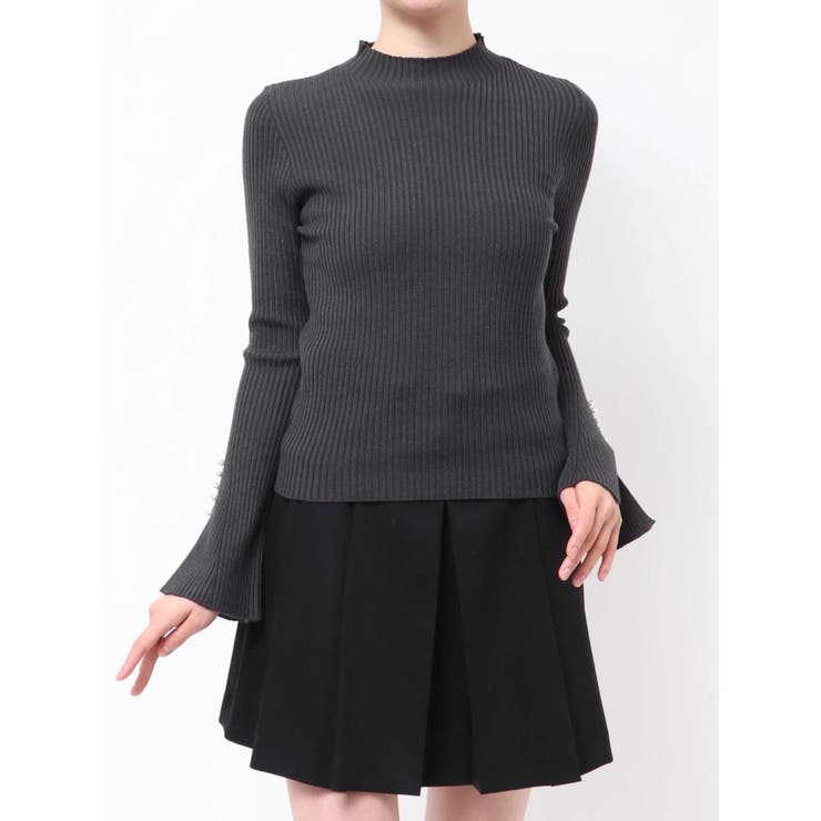 チャコールグレー | 【追加生産】フレアスリーブハイネックリブニット | MERCURYDUO