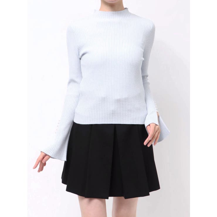 アイスブルー | 【追加生産】フレアスリーブハイネックリブニット | MERCURYDUO